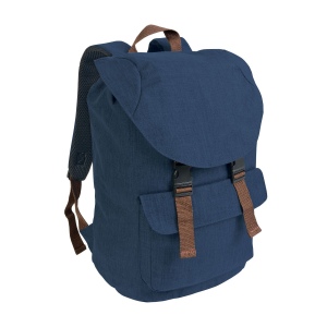 Sac à dos en polyester bicolore effet mélangé avec 2 poches. Dos rembourré 3