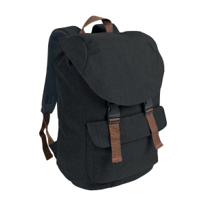 Sac à dos en polyester bicolore effet mélangé avec 2 poches. Dos rembourré 4