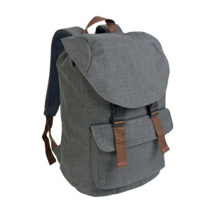 Sac à dos en polyester bicolore effet mélangé avec 2 poches. Dos rembourré