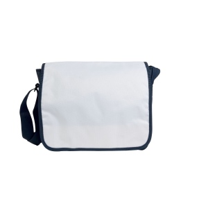 Conférencier en polyester 600D avec bandoulière réglable et rabat blanc 4