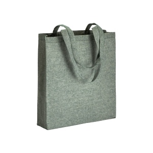 Shopper avec soufflet en coton recyclé 150 g/m  effet mélange, anses longues 10