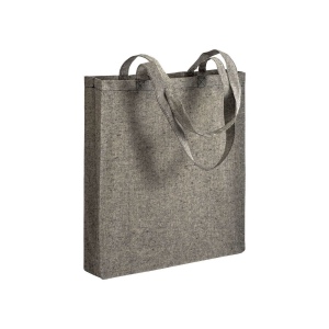 Shopper avec soufflet en coton recyclé 150 g/m  effet mélange, anses longues 12