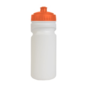 Gourde en plastique (500 ml9 blanche avec bouchon coloré (19 cm de haut pour 6,5 cm de dia 4