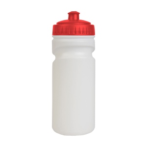 Gourde en plastique (500 ml9 blanche avec bouchon coloré (19 cm de haut pour 6,5 cm de dia 5