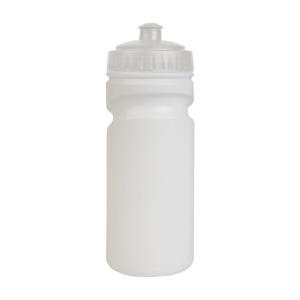 Gourde en plastique (500 ml9 blanche avec bouchon coloré (19 cm de haut pour 6,5 cm de dia 7