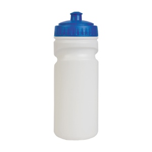 Gourde en plastique (500 ml9 blanche avec bouchon coloré (19 cm de haut pour 6,5 cm de dia 3