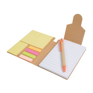 Bloc note en papier recyclé, avec stylo en carton et feuillets adhésifs 9