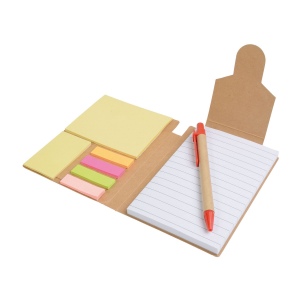 Bloc note en papier recyclé, avec stylo en carton et feuillets adhésifs 13