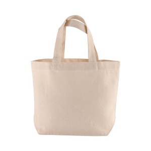 Shopper avec soufflet à la base en coton 120 g/m2, anses courtes 3