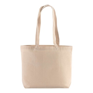 Shopper avec soufflet à la base en coton 120 g/m2, anses longues 3