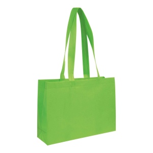 Shopper avec soufflet à la base en TNT 70gm2 thermosoudé, anses longues 12