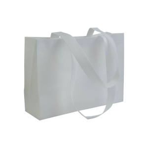 Shopper avec soufflet à la base en TNT 70gm2 thermosoudé, anses longues 10
