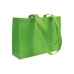 Shopper avec soufflet à la base en TNT 70gm2 thermosoudé, anses longues