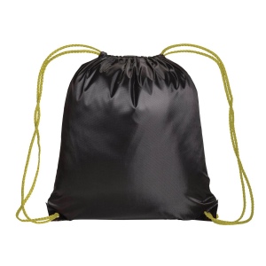 Sac à dos noir en polyester 210T, avec fermeture réglable à cordon, angles renforcés 9