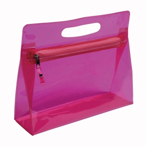 Trousse de toilette en PVC transparente avec fermeture éclair et poignée (20,5x25x7,5 cm) 2