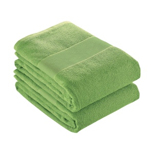 Serviette en éponge de coton 100% (300gr/m2) avec bande de couleur en polyester imprimable