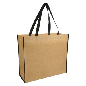 Sac shopper en TNT lamine avec anses longues colorées et soufflet 17