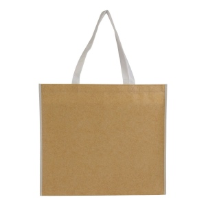 Sac shopper en TNT lamine avec anses longues colorées et soufflet 19
