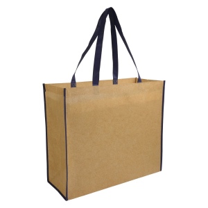Sac shopper en TNT lamine avec anses longues colorées et soufflet 8