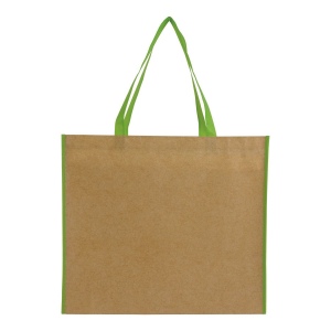 Sac shopper en TNT lamine avec anses longues colorées et soufflet 10