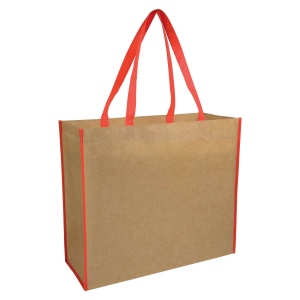 Sac shopper en TNT lamine avec anses longues colorées et soufflet 14