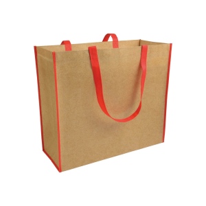 Sac shopper en TNT lamine avec anses longues colorées et soufflet 4