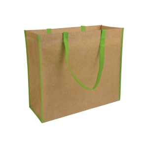 Sac shopper en TNT lamine avec anses longues colorées et soufflet 3
