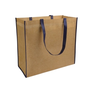 Sac shopper en TNT lamine avec anses longues colorées et soufflet 2