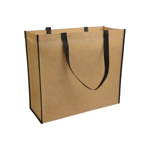 Sac shopper en TNT lamine avec anses longues colorées et soufflet 5
