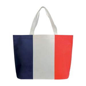 Shopper avec soufflet à la base en TNT thermosoudé, hanses longues avec impression tricolo 3