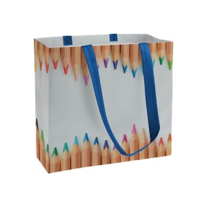Shopper en TNT laminé, hanses longues et soufflet avec impression à théme 3