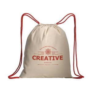 Sac à dos en coton naturel avec fermeture en cordon et cordons colorés 17