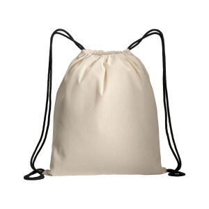 Sac à dos en coton naturel avec fermeture en cordon et cordons colorés 18