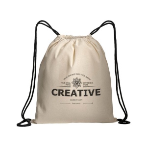 Sac à dos en coton naturel avec fermeture en cordon et cordons colorés 19