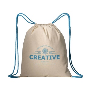 Sac à dos en coton naturel avec fermeture en cordon et cordons colorés 9