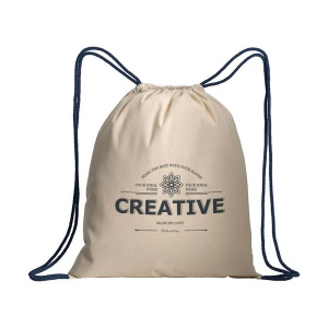 Sac à dos en coton naturel avec fermeture en cordon et cordons colorés 13