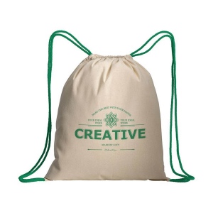 Sac à dos en coton naturel avec fermeture en cordon et cordons colorés 15