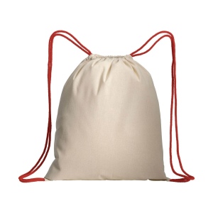 Sac à dos en coton naturel avec fermeture en cordon et cordons colorés 16