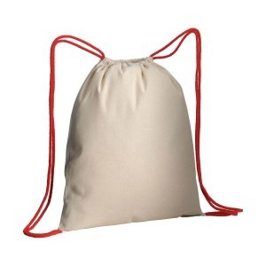 Sac à dos en coton naturel avec fermeture en cordon et cordons colorés 6