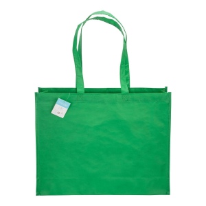 Shopper avec soufflet en R-PET (plastique recyclé). hanses longues 10