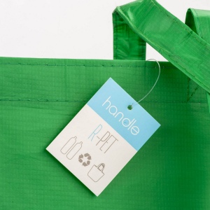 Shopper avec soufflet en R-PET (plastique recyclé). hanses longues 11