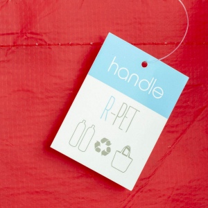 Shopper avec soufflet en R-PET (plastique recyclé). hanses longues 14