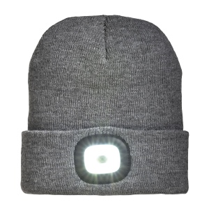 Bonnet en maille 100% acrylique epais avec lumiere LED amovible et rechargeable via USB