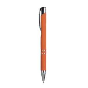 Stylo à poussoir en aluminium caoutchouté avec décoration à 2 anneaux et détails chromés a 13