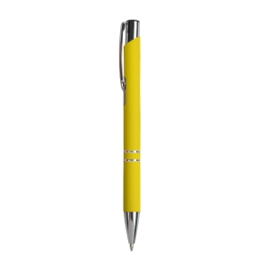 Stylo à poussoir en aluminium caoutchouté avec décoration à 2 anneaux et détails chromés a 14