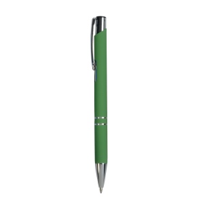 Stylo à poussoir en aluminium caoutchouté avec décoration à 2 anneaux et détails chromés a 16