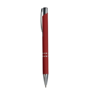 Stylo à poussoir en aluminium caoutchouté avec décoration à 2 anneaux et détails chromés a 17