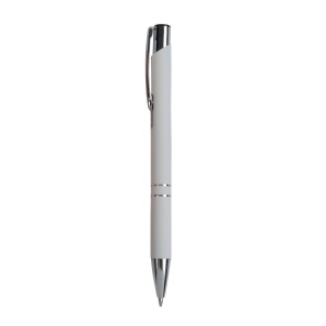 Stylo à poussoir en aluminium caoutchouté avec décoration à 2 anneaux et détails chromés a 19
