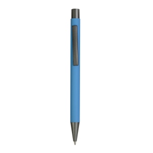 Stylo à poussoir en métal caoutchouté avec détails en bronze