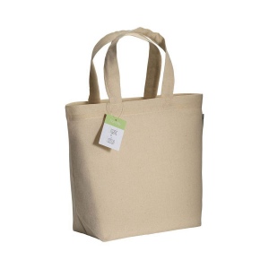 Shopper en coton organique avec anses courtes et soufflet à la base